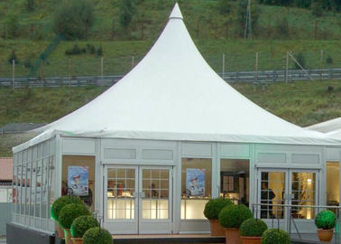 Barraca decorada manual luxuosa do dossel do pagode do pico alto do casamento do jardim do PVC para o evento