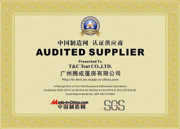 China T&amp;C TENT CO.,LIMITED Certificações